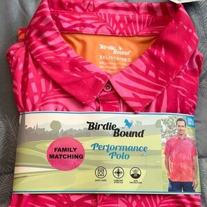 NWTS Mens Birdie Bound Pink Performance Polo SZ 3XL